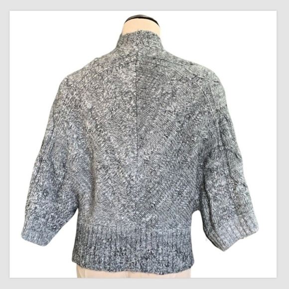 Nine West Chunky BOHO Wool Alpaca Blend Sz L Gray Cardigan Sweater 251A - Picture 3 of 6